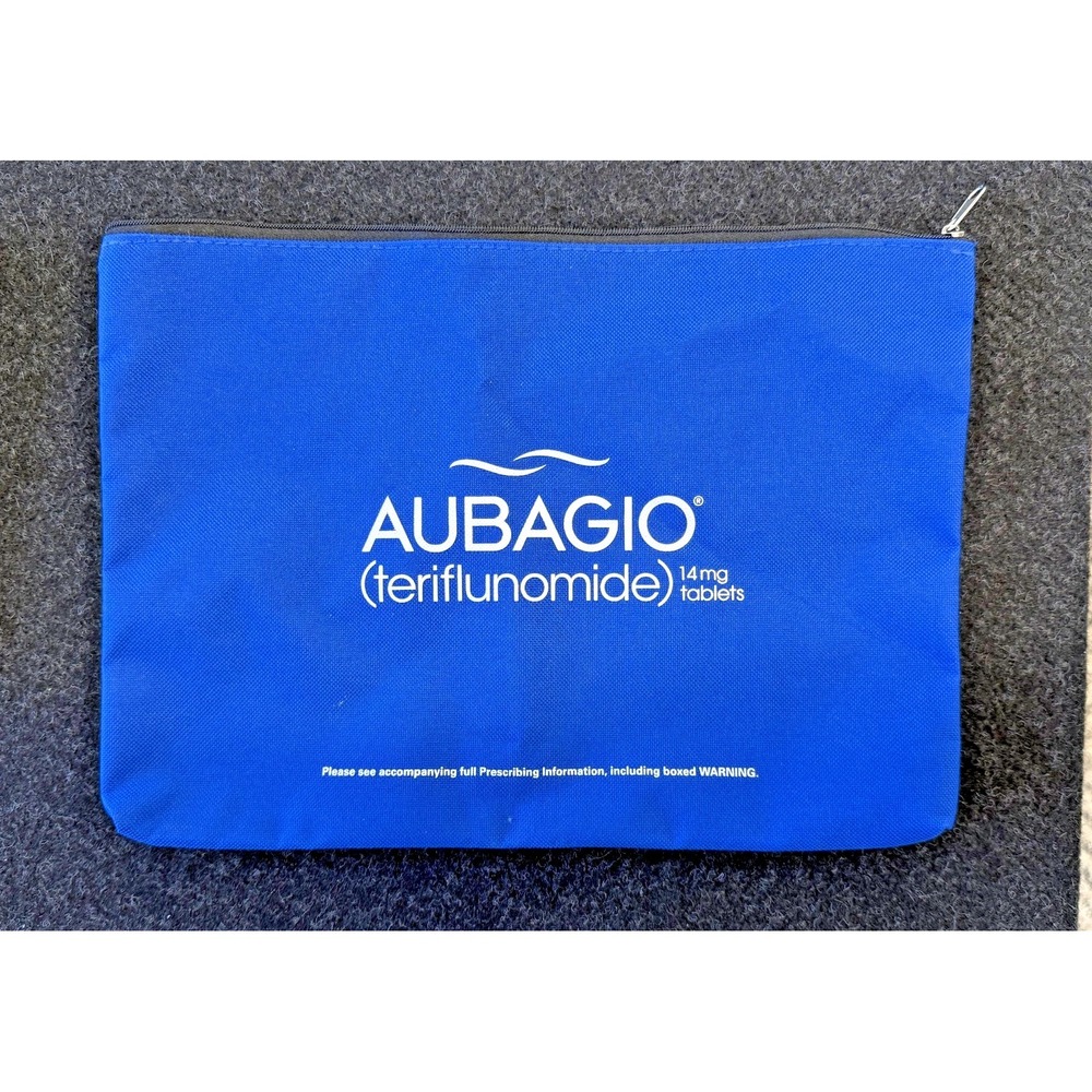 Aubagio Teriflunomide Blue Zipper Pouch Travel Pharmaceutical Bag Case